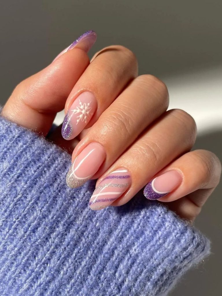 unghii de craciun mov french