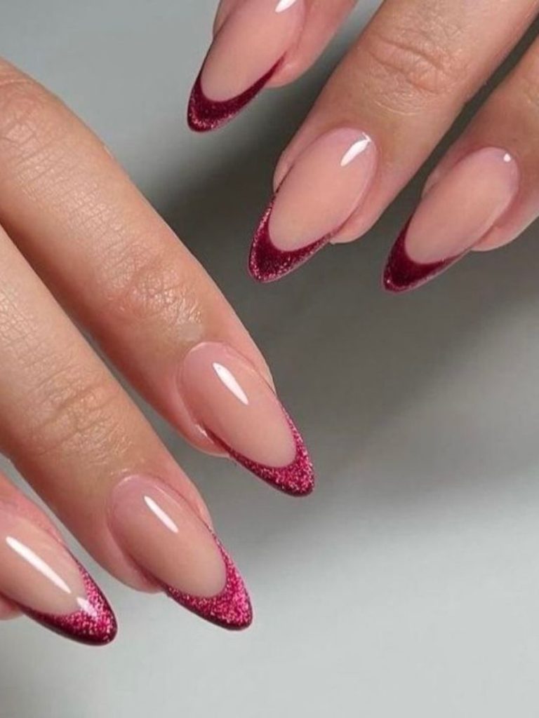 unghii french de craciun pruna