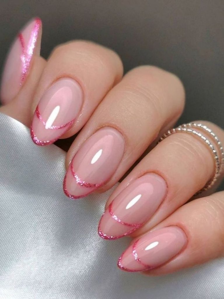 unghii de craciun french roz