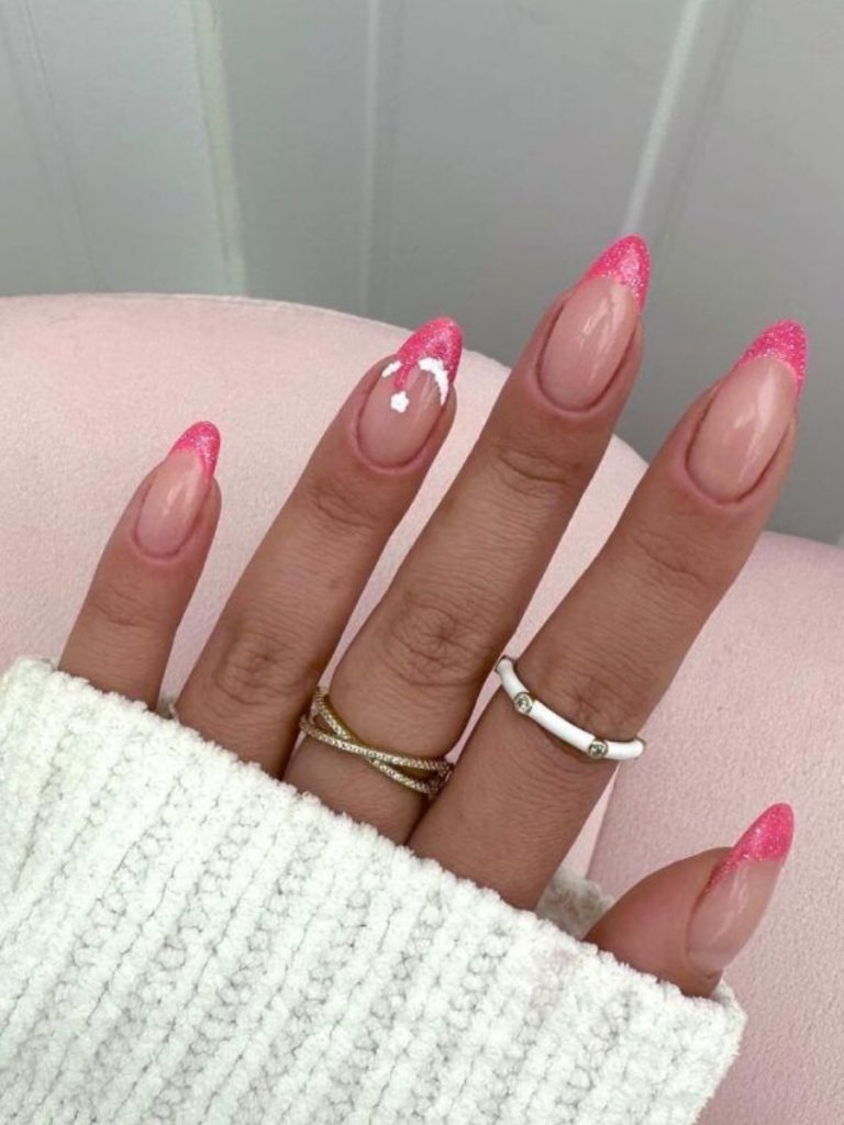 unghii de craciun french roz