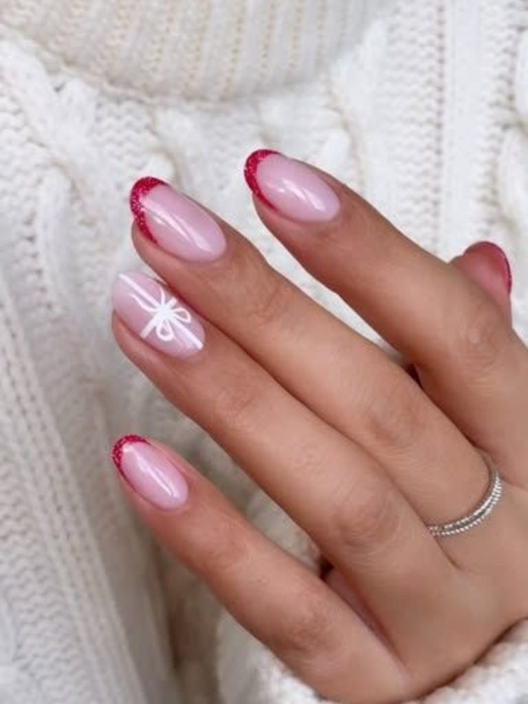 unghii de craciun french roz