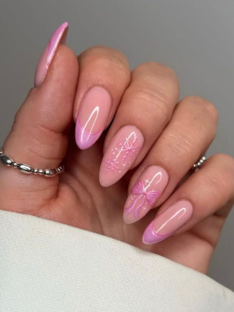 unghii de craciun roz