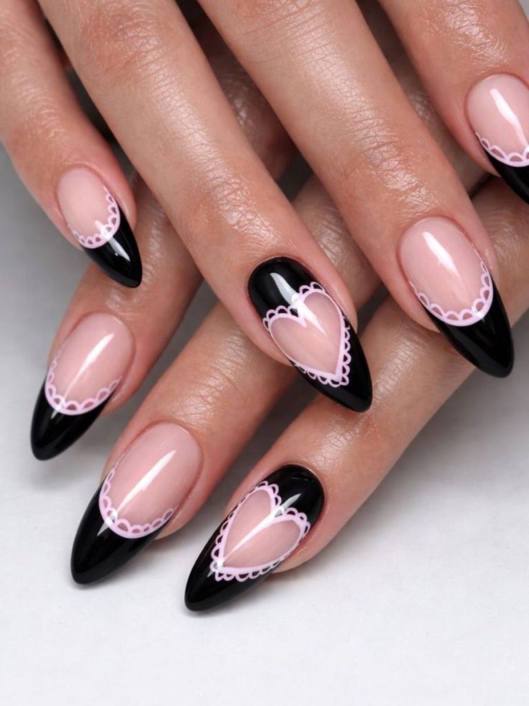 model unghii spatiu negativ valentine's day