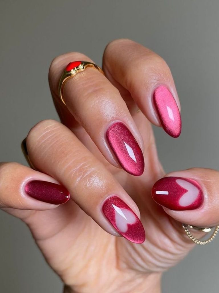 modele unghii cat eye valentines day