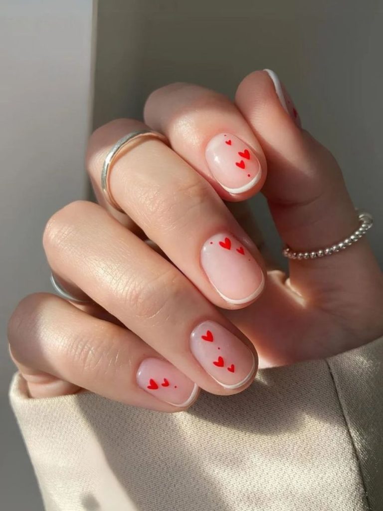unghii simple pentru valentines day