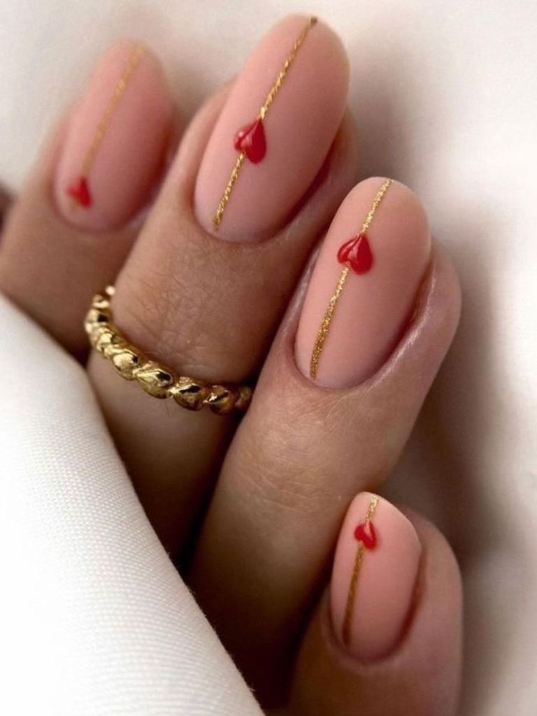 unghii simple pentru valentines day