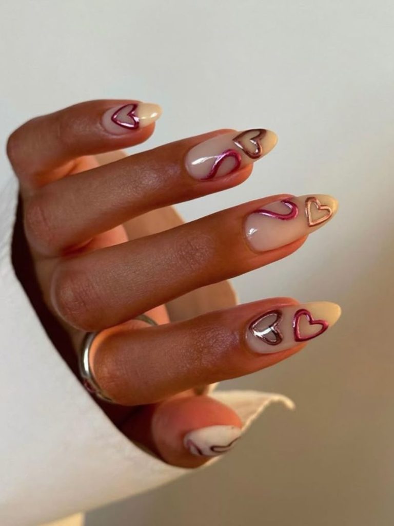 unghii simple pentru valentines day