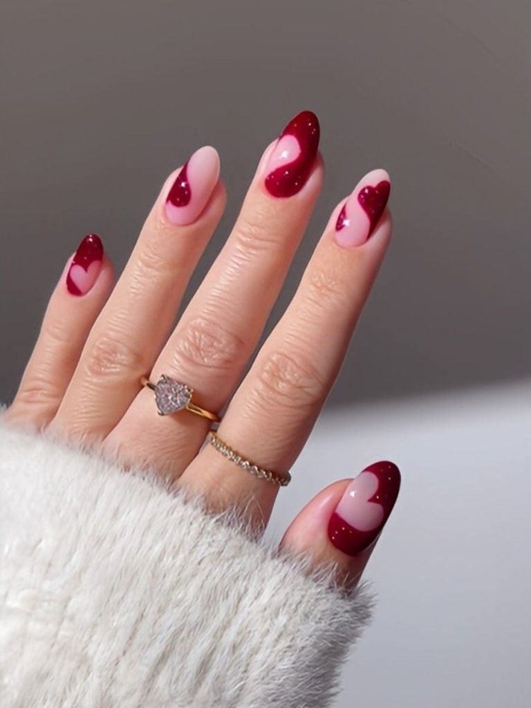 unghii rosii valentine's day